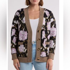 NWT Gemma + Jane lavender multi oversized jacquard cardigan